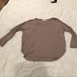 Pink lily long sleeve waffle knit top